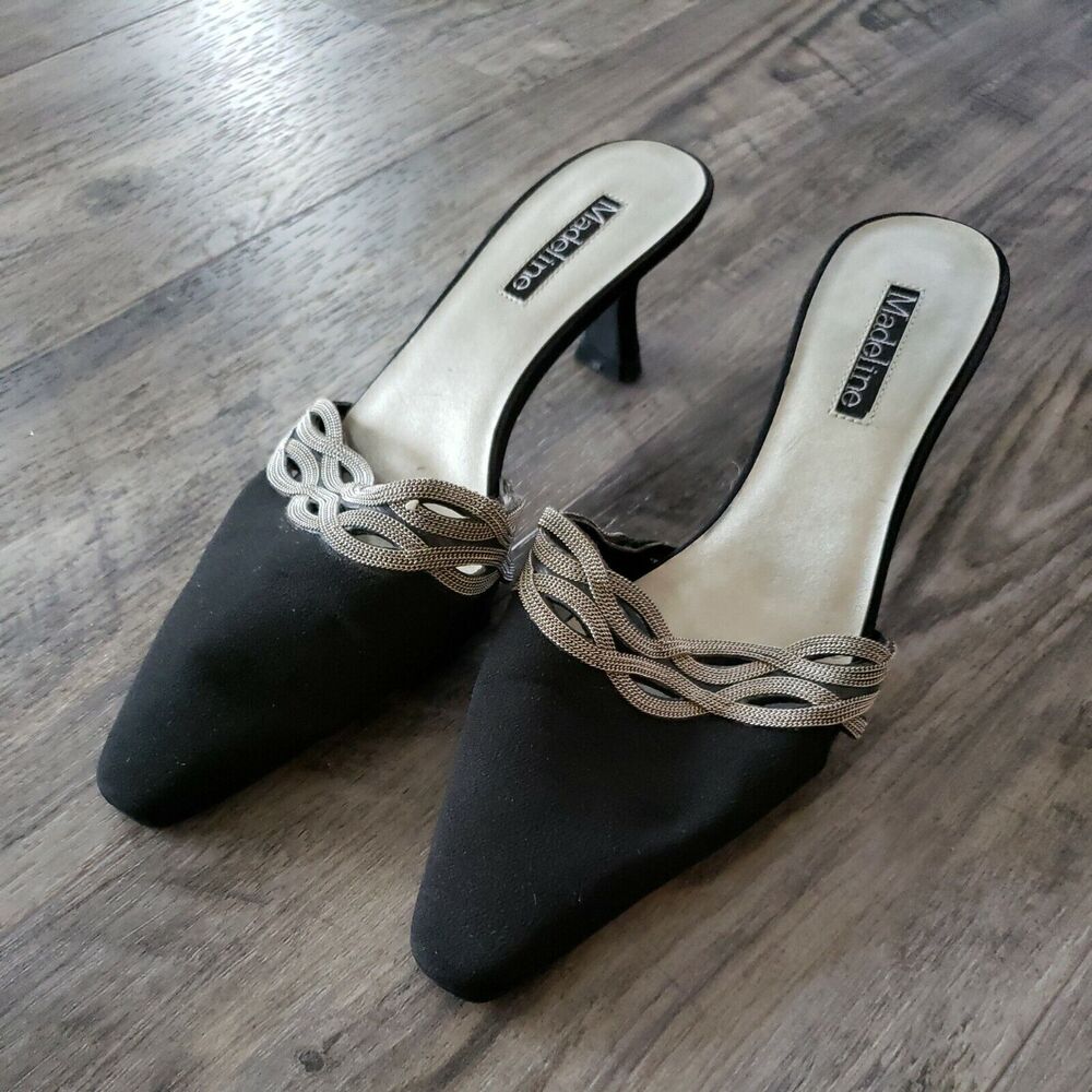 Madeline Stuart Black Slip On Heels Size 8 M